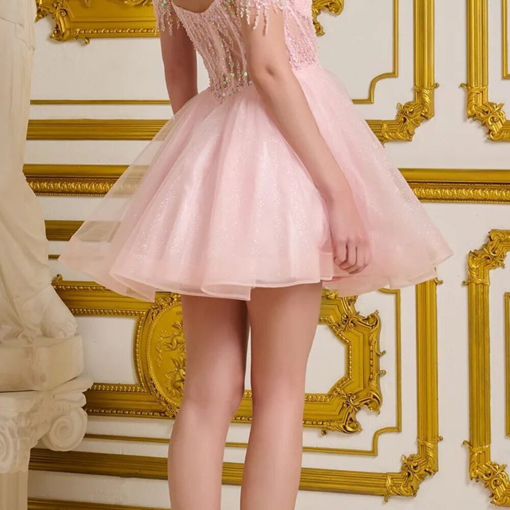 New Fit & Flare Off Shoulder Sequins Embellished Mini Cocktail Dress GL GS3634 - Picture 9 of 9